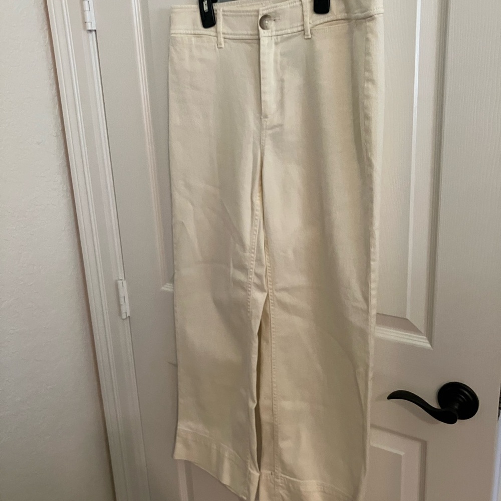 LOFT Cream Cotton Trousers